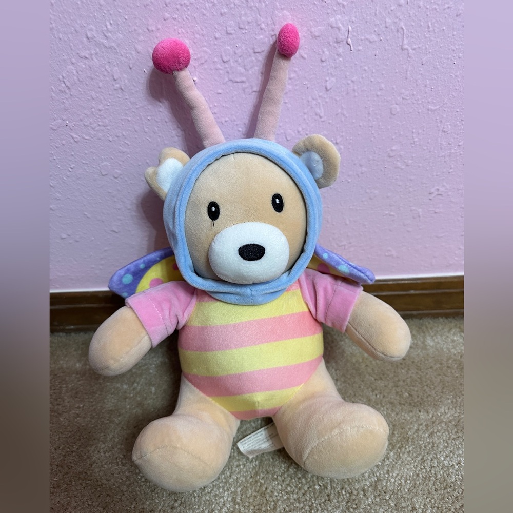 KAISIYANG Bear Butterfly Plush Stuffed Animal Yellow Pink Blue Purple 8”